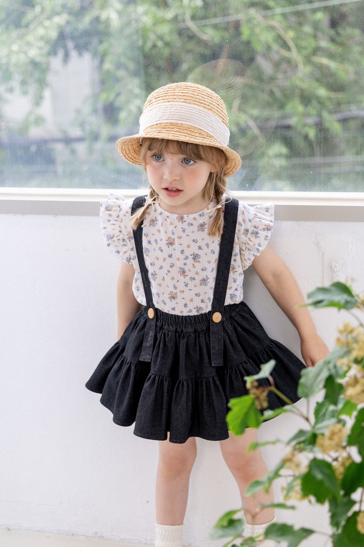 wonny ribbon ブラックデニムスカート　Sサイズ　スナップボタン付き fit=scale-down,w=1200
