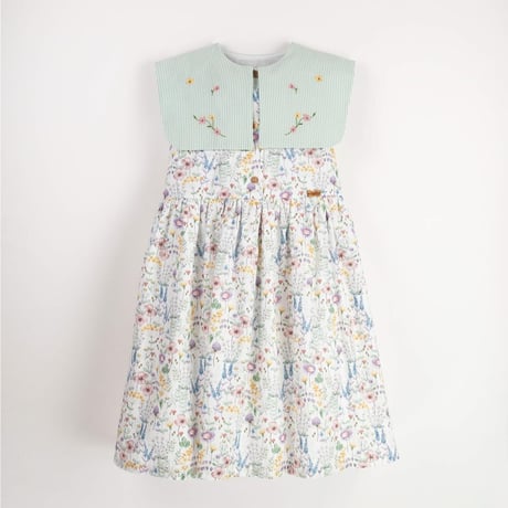 Popelin【即納】Floral dress with bib collar (floral)《送料無料・セット割対象》