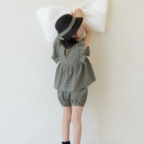 Wonny Ribbon【即納】(残りXL) Olive check set up《送料無料・セット割対象》