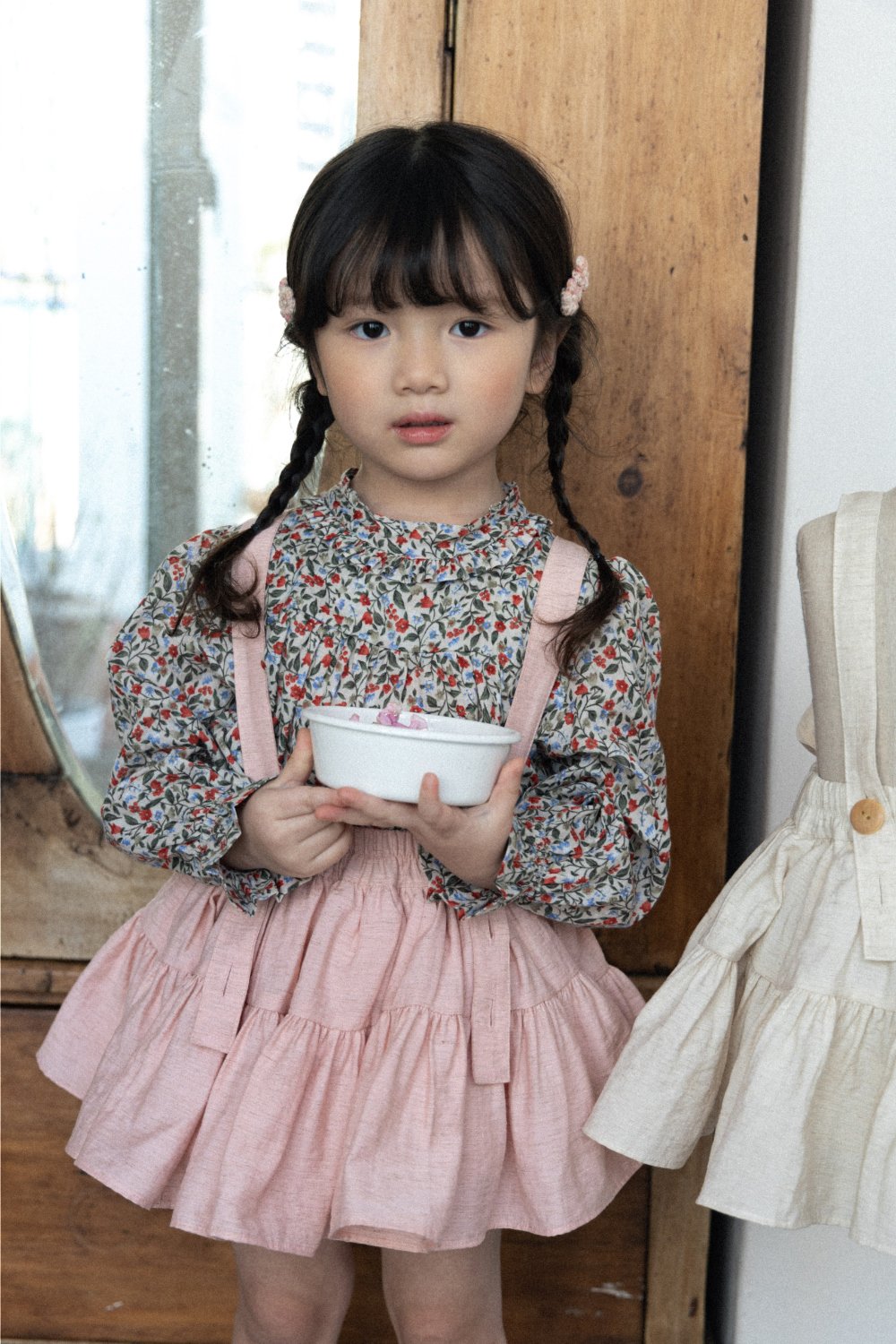 wonny ribbon mia スカート+ブラウスセット(Mサイズ) Wonny Ribbon【即納】(残りM) Mia skirt (light pink) 《送