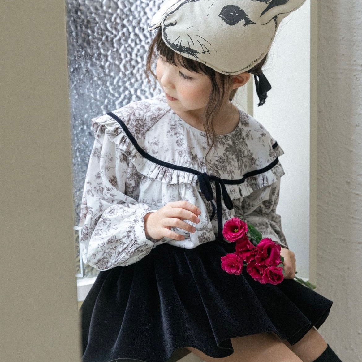 wonny ribbon ベルベット花柄M