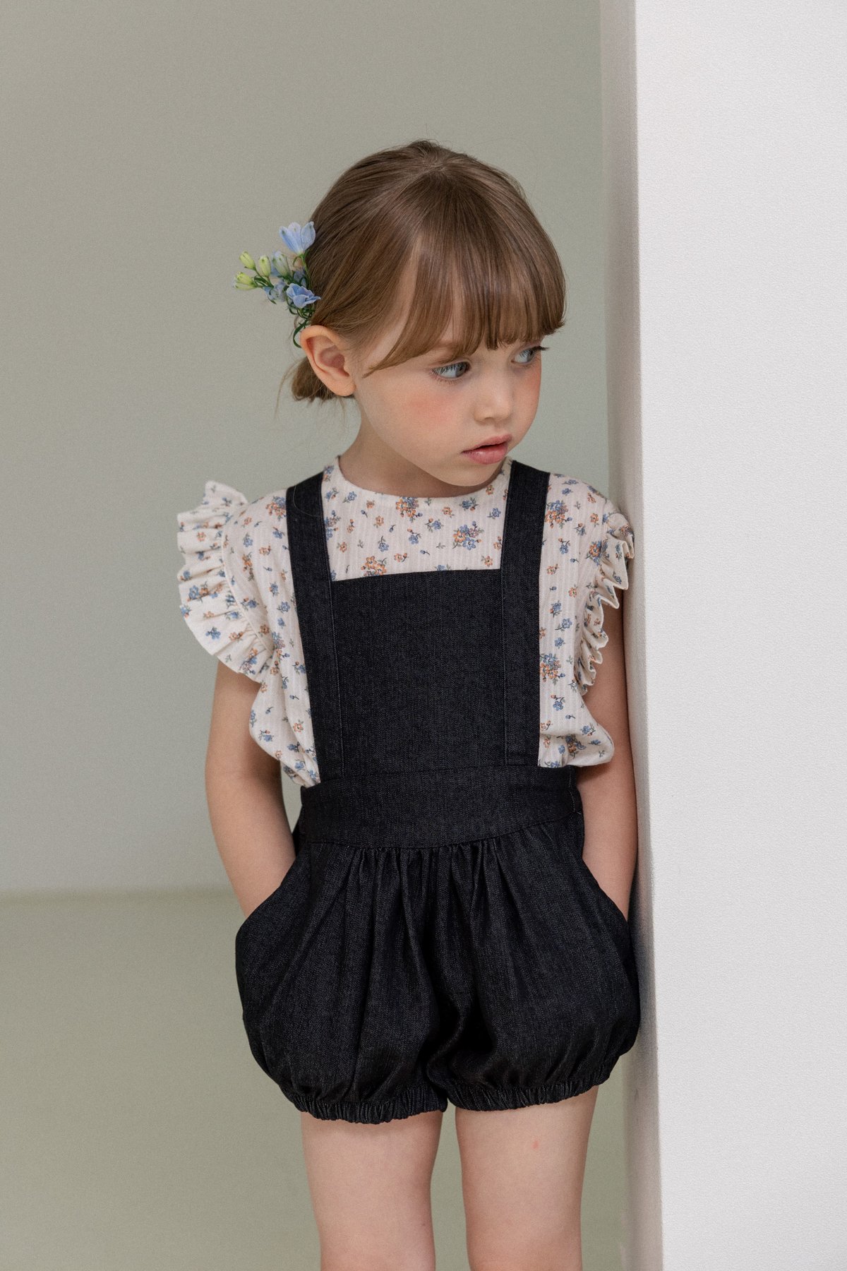 wonny ribbon ロンパース Wonny Ribbon【即納】(残りS・M) Black denim romper (bla