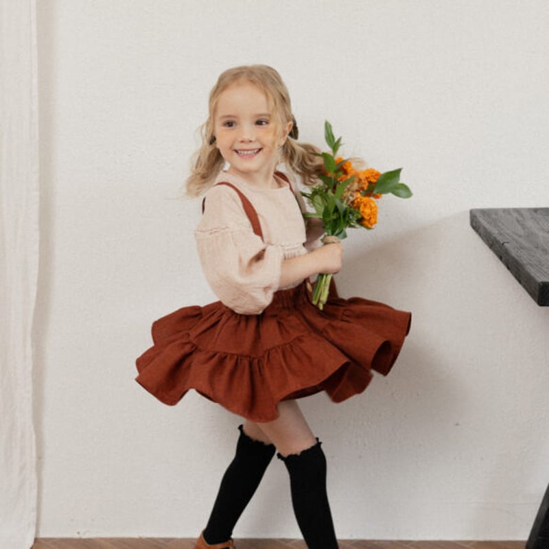 Wonny Ribbon【即納】26F/W Grace skirt (brick/deep n