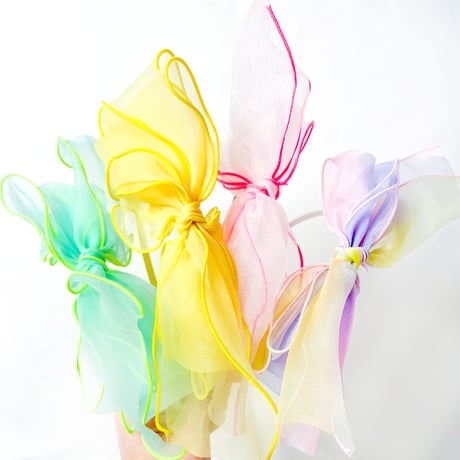 Milkxsoda【即納】Neon color ribbon headband (3color)《送料無料・セット割対象》