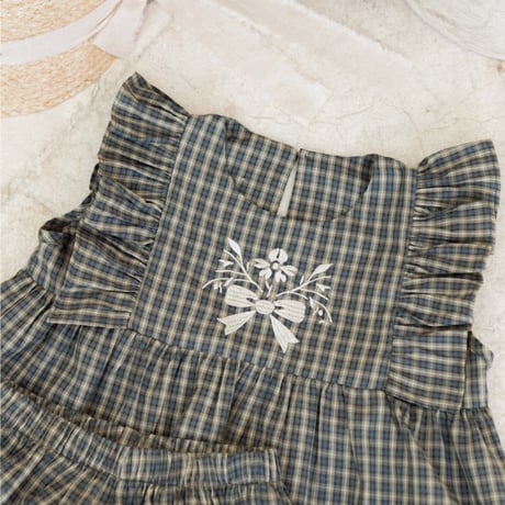 Wonny Ribbon【即納】(残りXL) Olive check set up《送料無料・セット割対象》