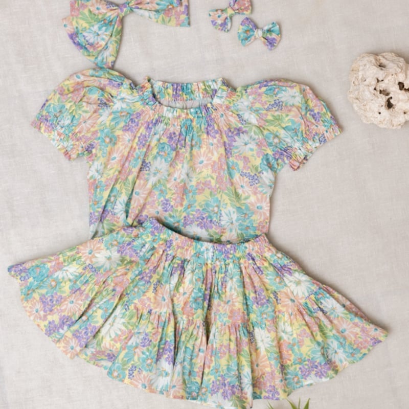 Wonny Ribbon【即納】Flower garden skirt & blouse se