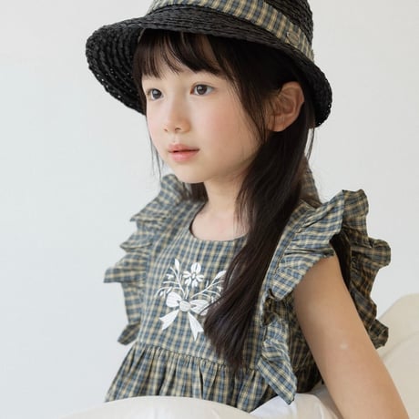 Wonny Ribbon【即納】(残りXL) Olive check set up《送料無料・セット割対象》