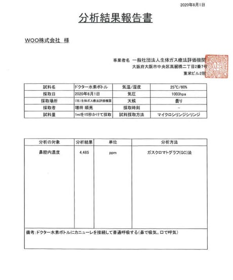 WOO高濃度水素ガス生成・高濃度水素水生成機器ドクター水素ボトル®︎