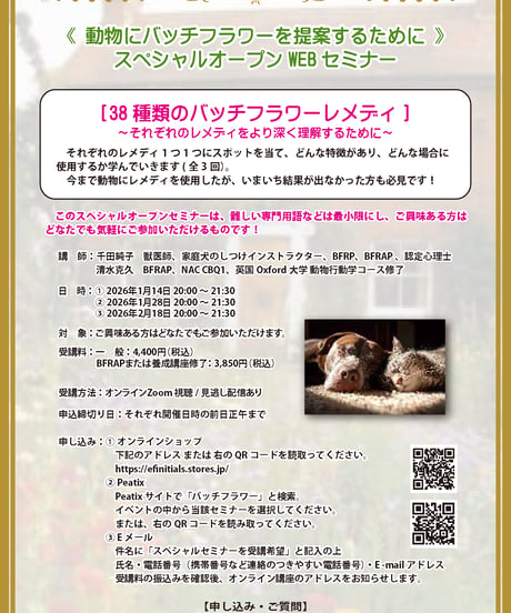 【見逃し配信】アドバンスドWEBセミナー【38種類のバッチフラワーレメディ③】