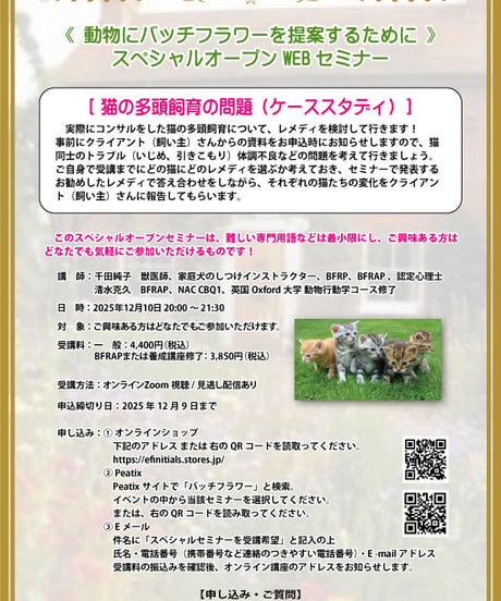 【見逃し配信】アドバンスドWEBセミナー【猫の多頭飼育の問題】