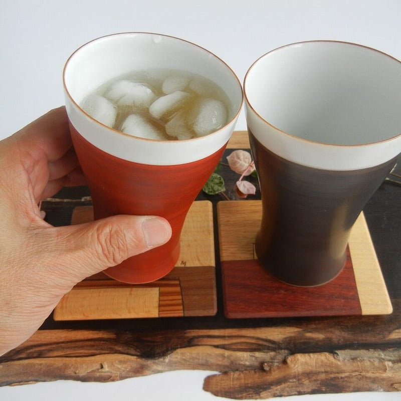 ビアグラス(赤彩・黒彩) | 陶つちやま