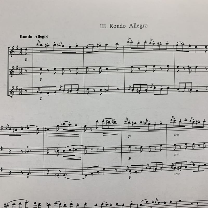 楽譜 スコア クンマー作曲フルート三重奏曲op24 | comodomusic STORE