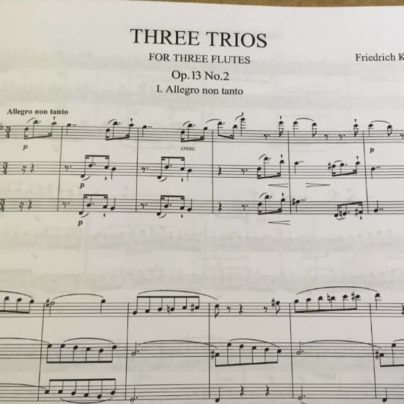 楽譜 スコア クーラウ作曲フルート三重奏曲op13-2 | comodomusic STORE