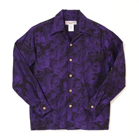 受注生産】百虎「HYAKU TORA」レーヨン縮緬長袖アロハシャツ Hula