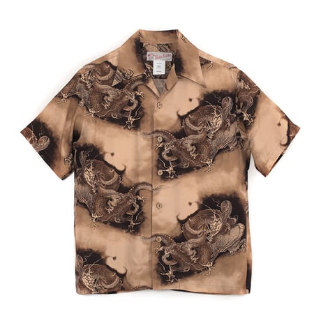 B965【希少モデル】マカナレイ　和柄　半袖シャツ　シルク　ドラゴン　美品 マカナレイ アロハシャツ ジャガードシルク ドラゴン 天然インディゴ