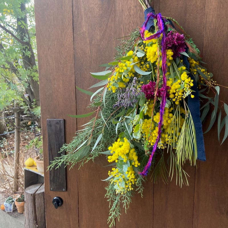 再販！ちょっと長めのミモザ・パールアカシアのスワッグ（2/21-22発送