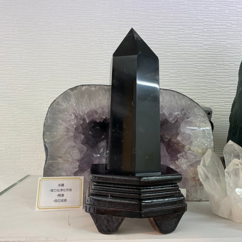 ✨存在際立つ漆黒極大サイズ 黒水晶六角柱✨レインボー モリオン 六角柱 天然石 モリオン△黒水晶】六角柱◇ポイント◇タワー◇魔除け◇邪気払い