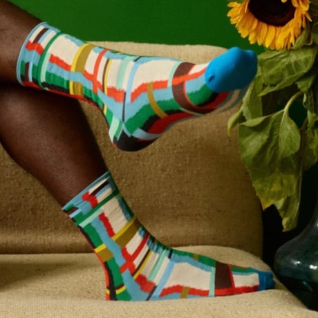 Royal Blue Checkered Socks 25cm～27cm/Bonne Maison