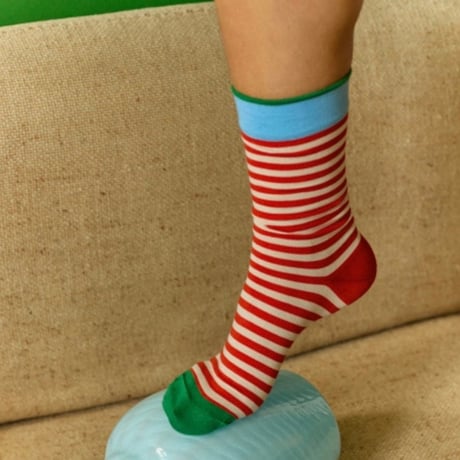 Vermilion Stripes Socks /Bonne Maison