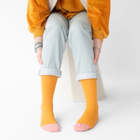 Solid Turmeric Socks 25cm～27cm/Bonne Maison