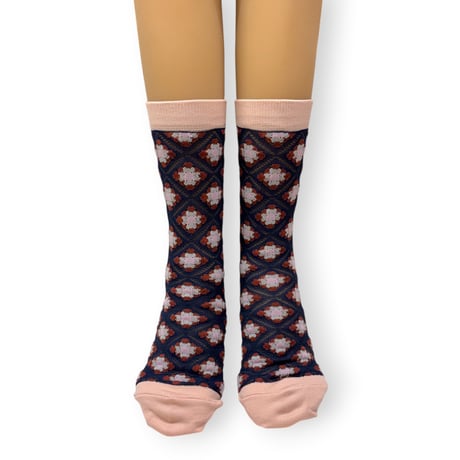 SHEER MOSAIC TILE PATTERN SOCKS/TRICOTÉ