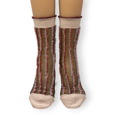 STRIPE LINED SHEER SOCKS/TRICOTÉ