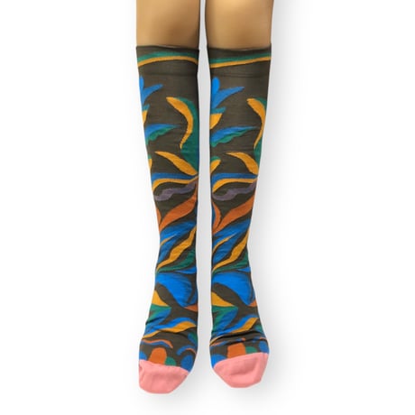 Knee-High Abstract Floral25cm～27cm /Bonne Maison