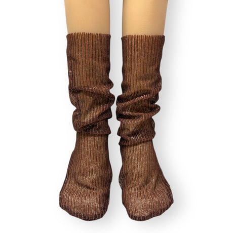 STRIPED GLITTER SHEER SOCKS/ FAKUI