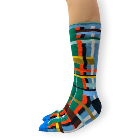 Royal Blue Checkered Socks 25cm～27cm/Bonne Maison