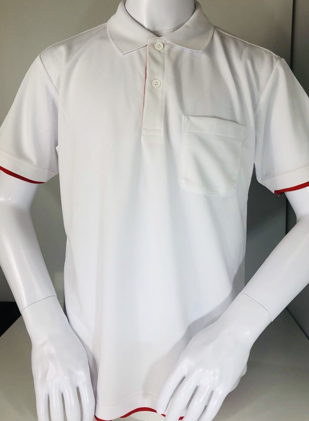 ポロシャツ MIAMI ホワイト　廃盤　custom fit ドライレイヤードポロシャツ 白x赤 | archerygoods STORE