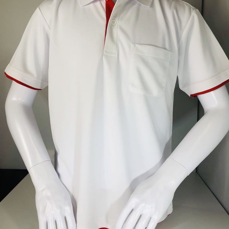 ドライレイヤードポロシャツ 白x赤 | archerygoods STORE