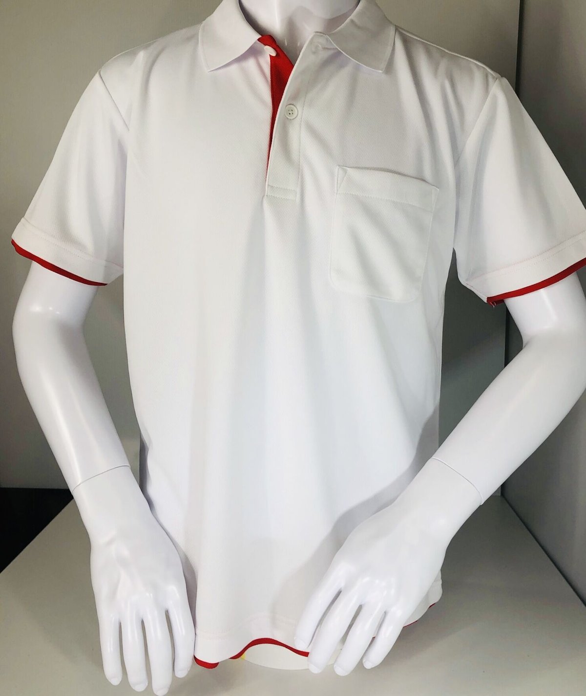 ドライレイヤードポロシャツ 白x赤 | archerygoods STORE