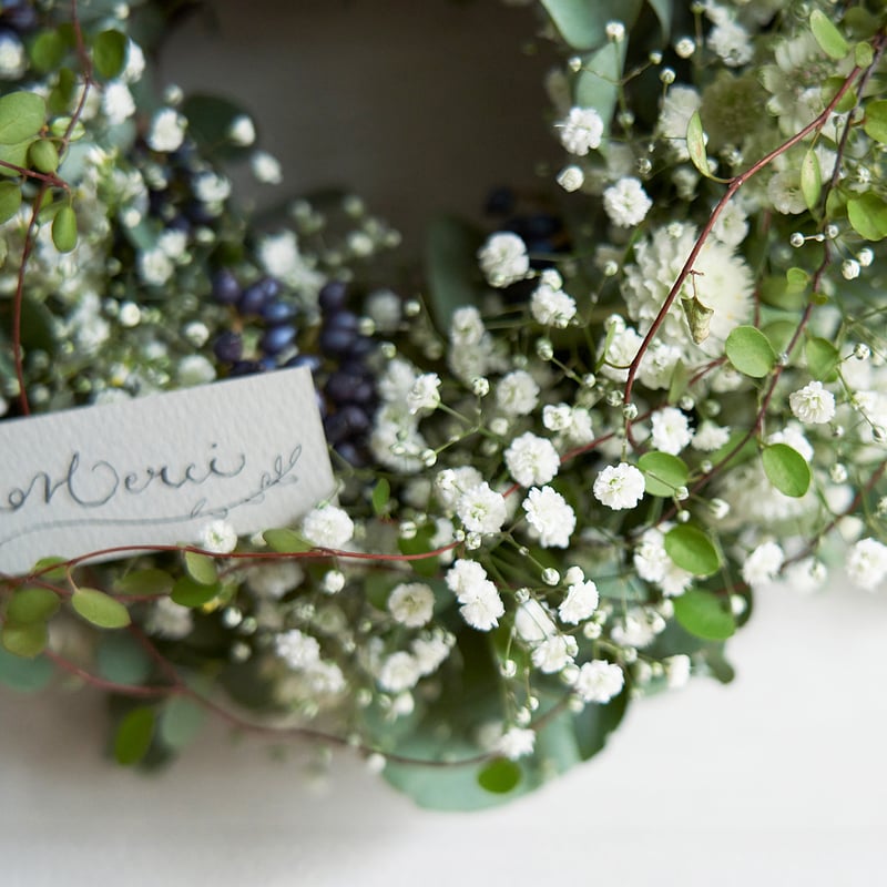 かすみ草のメルシーリース | kusakanmuri