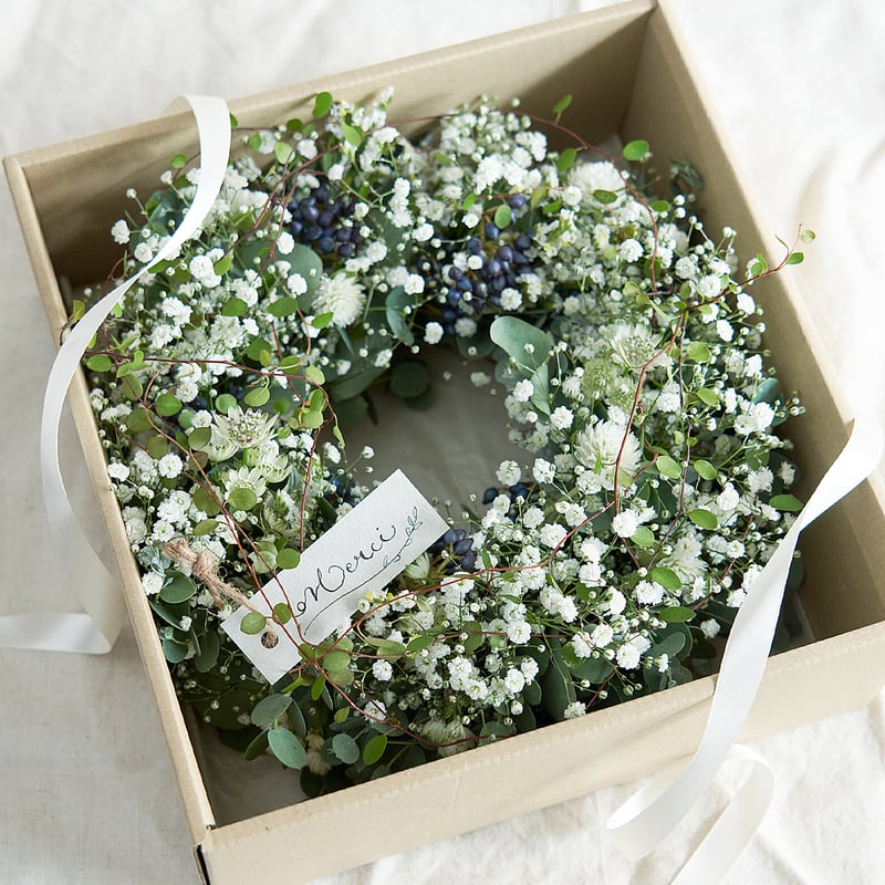 かすみ草のメルシーリース | kusakanmuri