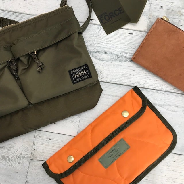 PORTER ハンドバッグ カーキ（中：オレンジ） PORTER】FORCE/フォース SHOULDER BAG/ショルダーバッグ〈吉田カバン正