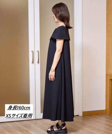 【洗える・ドライタッチ・透けない】ポンチケープＴシャツワンピース・6/19(金)20:00発売開始