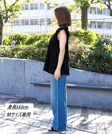 【洗える・ドライタッチ・透けない】ポンチ袖フリルＴシャツ