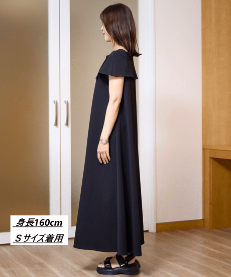 【洗える・ドライタッチ・透けない】ポンチケープＴシャツワンピース・6/19(金)20:00発売開始