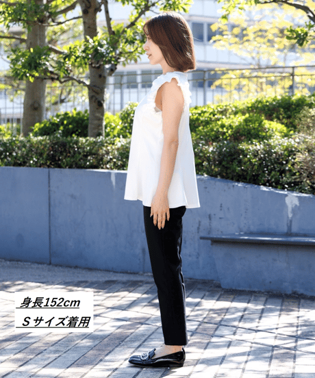 【洗える・ドライタッチ・透けない】ポンチ袖フリルＴシャツ