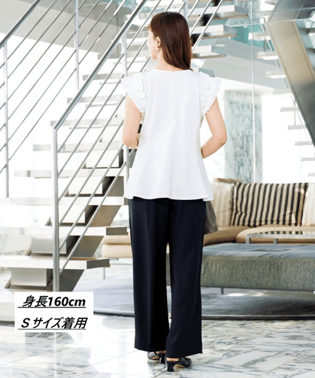 【洗える・ドライタッチ・透けない】ポンチ袖フリルＴシャツ
