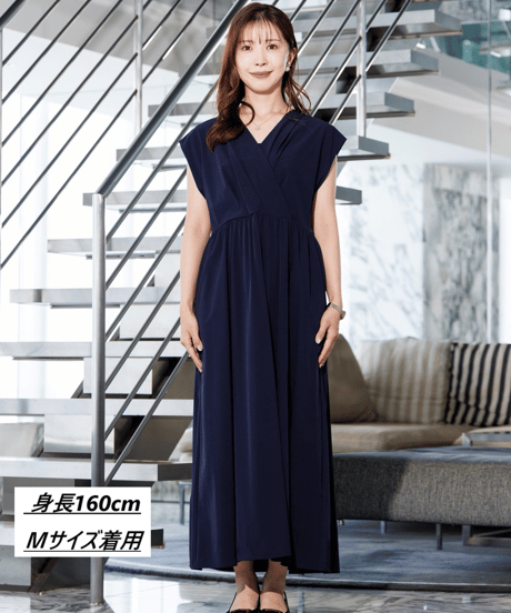 【洗える・シワになりにくい・吸水速乾】カシュクールワンピース