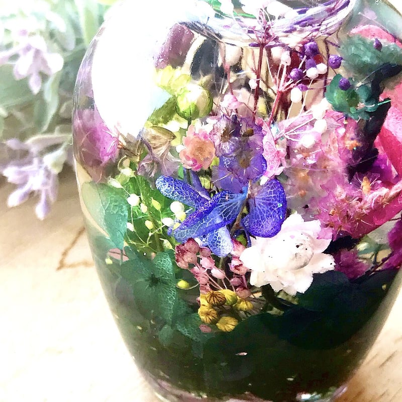 野花の森』プリザーブドフラワーとクリスタルのクラシカルハーバリウム