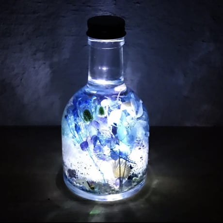 ハーバリウム☆ Order☆ ハーバリウム 金沢金箔紫 M ZA-177 LEDライト付き（円柱）