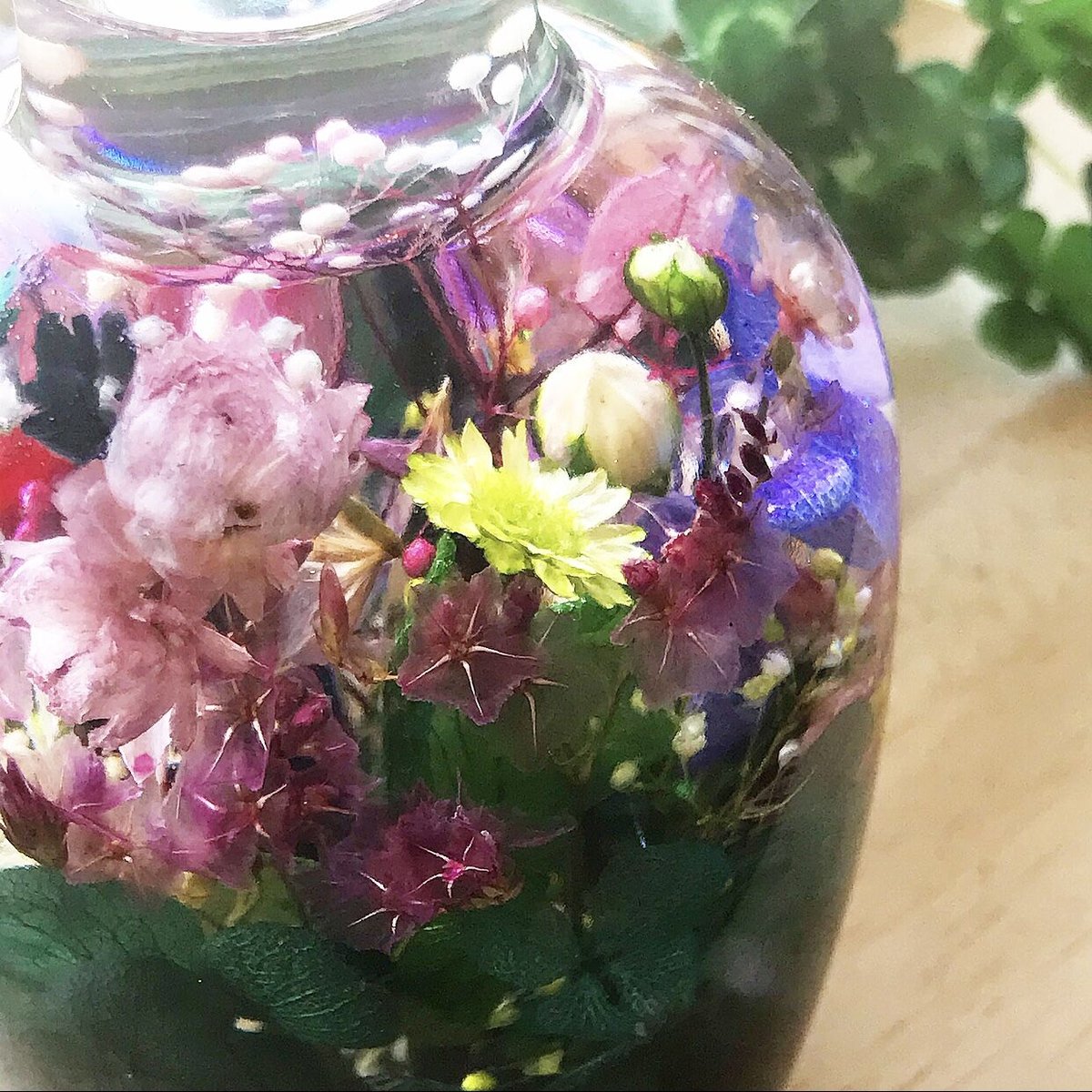 野花の森』プリザーブドフラワーとクリスタルのクラシカルハーバリウム