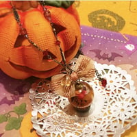 『ジャックランタンのハロウィンの森』スワロフスキーとシトリンのハーバリウムペンダント