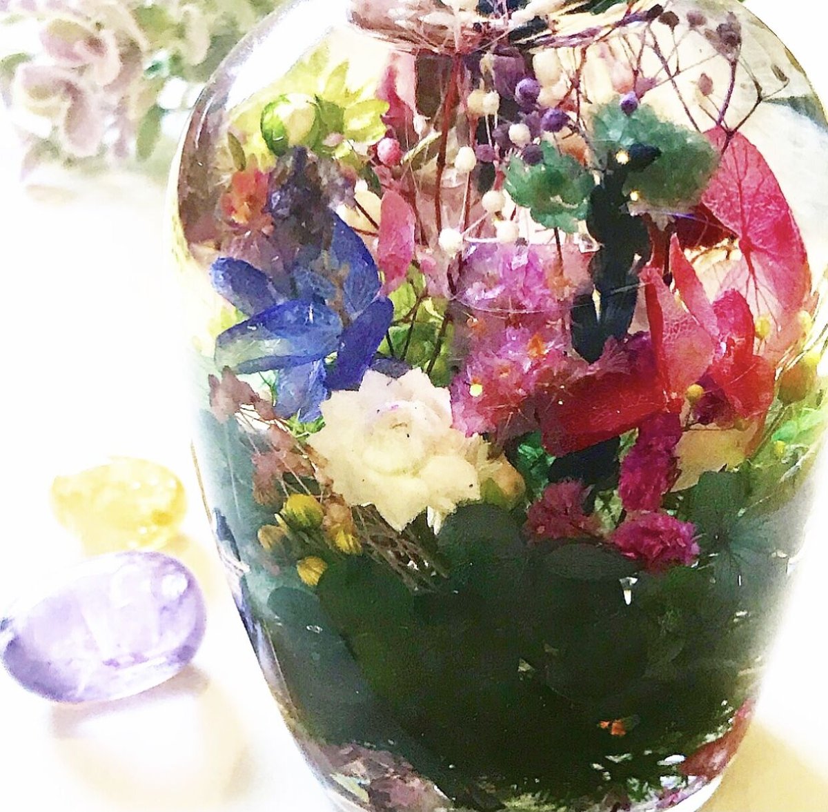 野花の森』プリザーブドフラワーとクリスタルのクラシカルハーバリウム