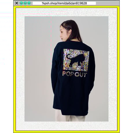 %psh NYANTARO long sleeve tee  (ジミー大西【POPOUT】コラボ)　/　JO-OPS2202 BLACK