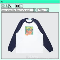 ％psh SPAM® Brand raglan longsleeve tee　/　SPA-OPS2402 WHITE×NAVY