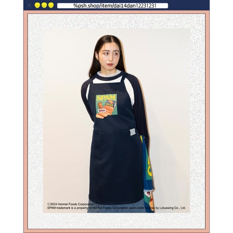 ％psh SPAM® Brand apron　/　SPA-OPS2403 NAVY
