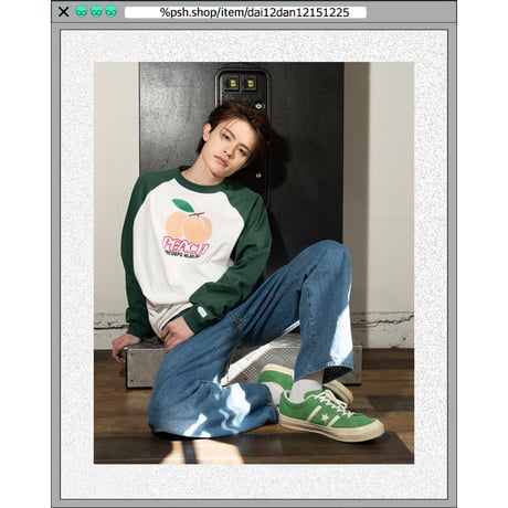 %psh crayon peach raglan tee　/　OPS-2306 WHITE BLACK